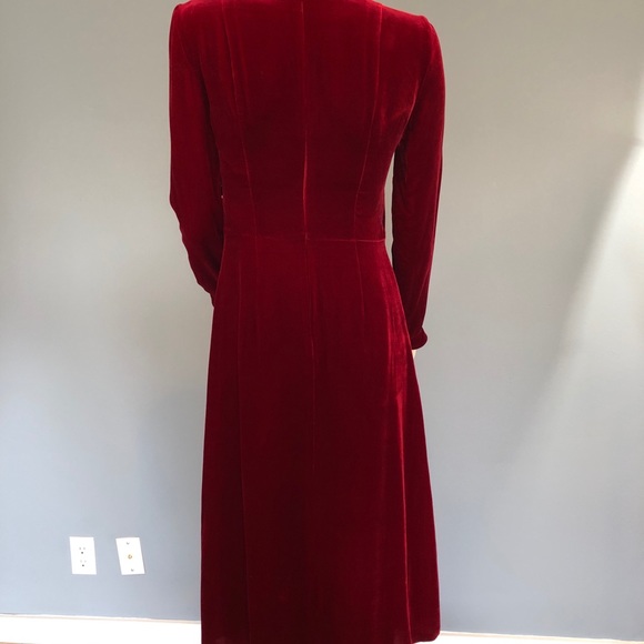 NWT Akris Punto Red Velvet V-Neck Midi Dress Sz 2 - Picture 8 of 16